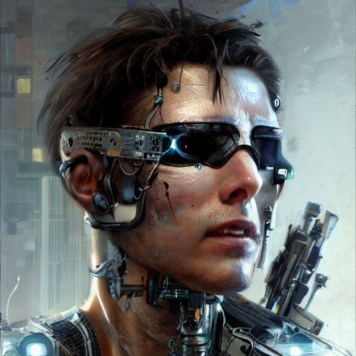 Young man with futuristic head gear.  AI-generated art.